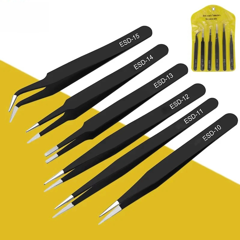 Model Kit Nippers - 6pcs anti-static stainless steel tweezers set