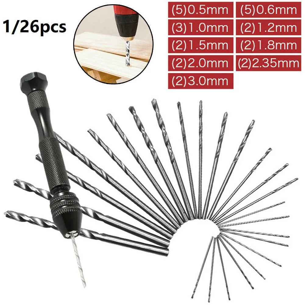 Pin Vice Micro - 11/26pcs Mini Twist Drill Bits Hand