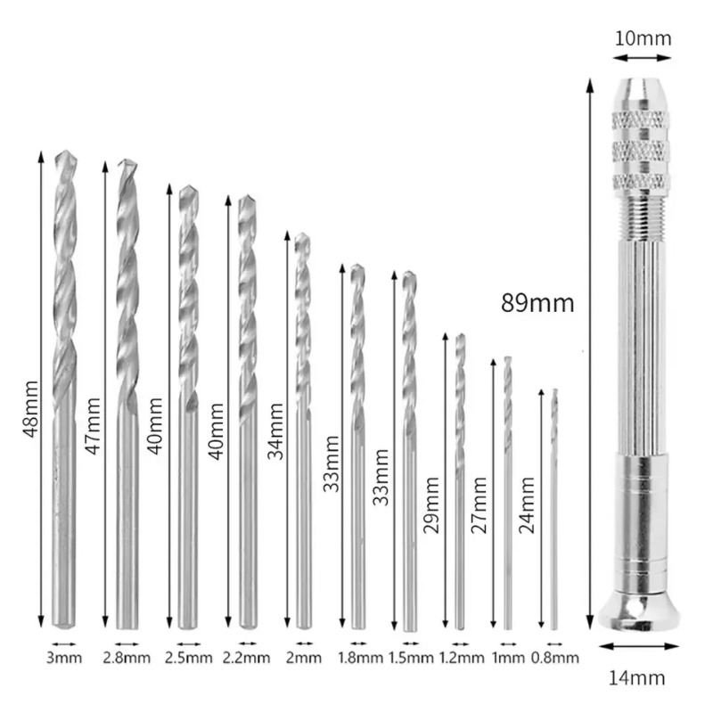 0.8-3.0mm Mini Hand Drill Set  - Pin Vice Micro avis et prix